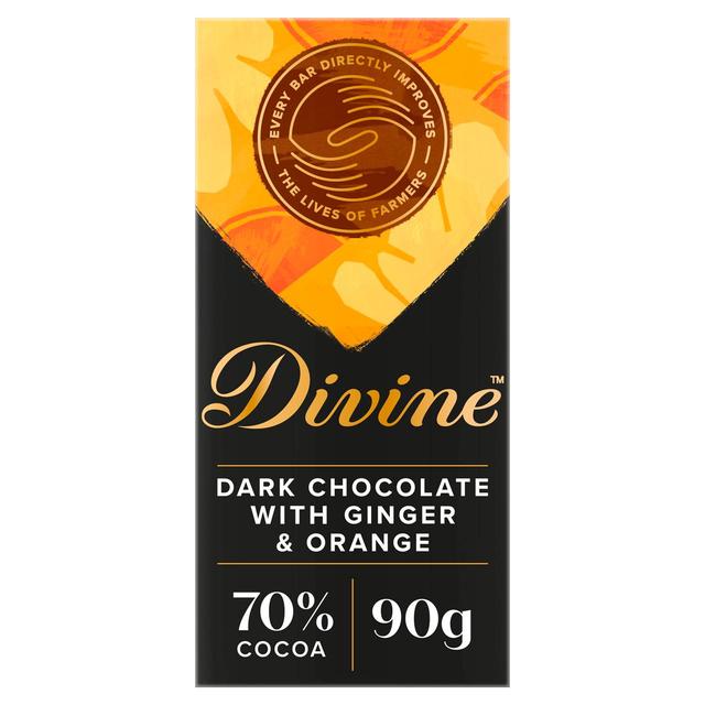 Divine 70% Dark Chocolate with Ginger & Orange   90g GOODS M&S   