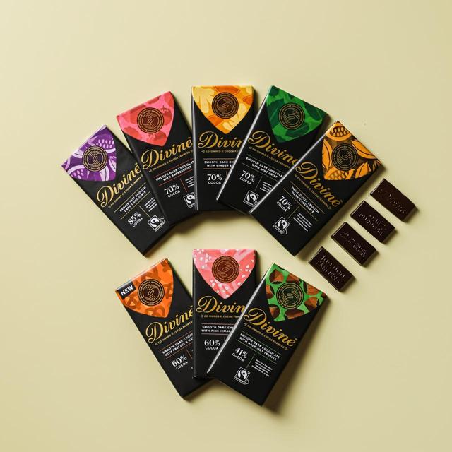 Divine 70% Dark Chocolate with Ginger & Orange   90g GOODS M&S   