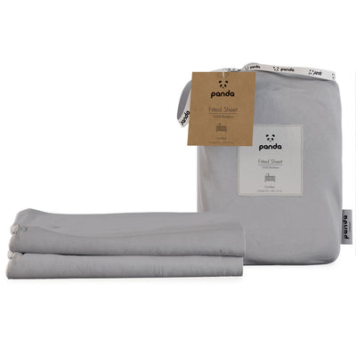 Costco UK Panda 100% Bamboo Cot Fitted Sheets 2 Pack Quiet Grey- Buy online at McGrocer