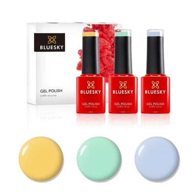 Superdrug Bluesky Mini Trio Set Rainbow Pastels Gel Nail Polish 3 x 5ml- Buy online at McGrocer
