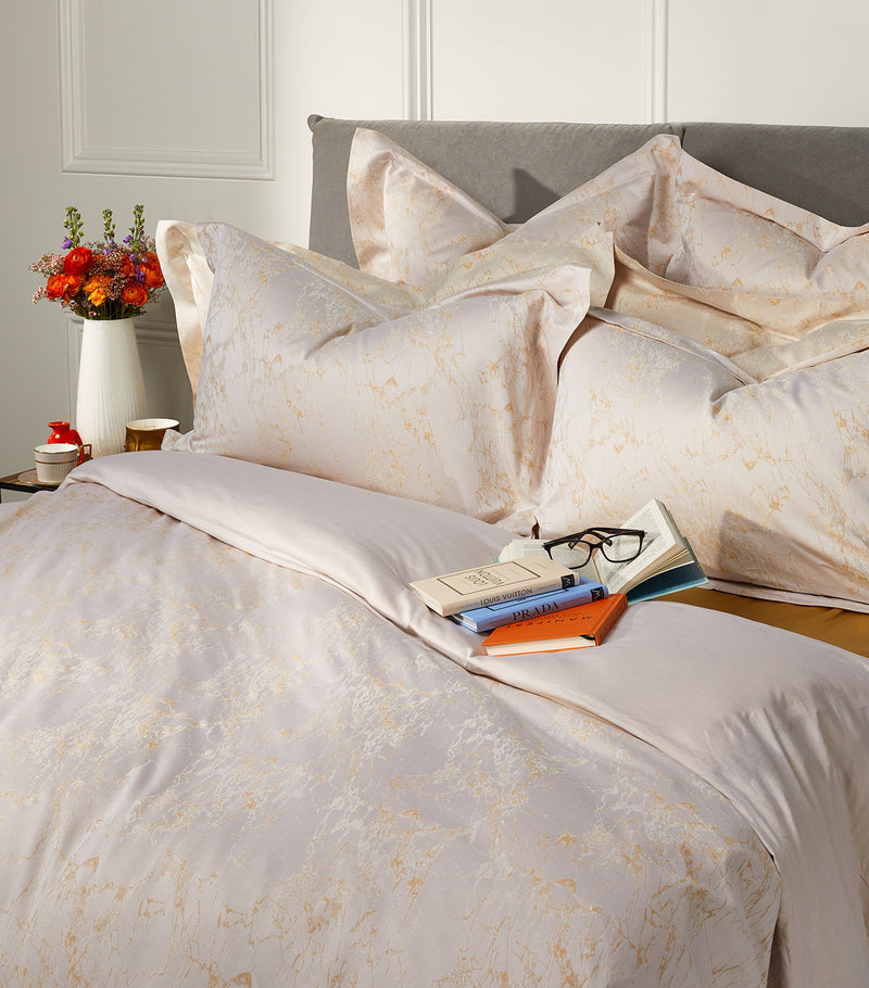 King Duvet Cover with Marble Print, 230cm x 220cm, 600-800 Thread Count