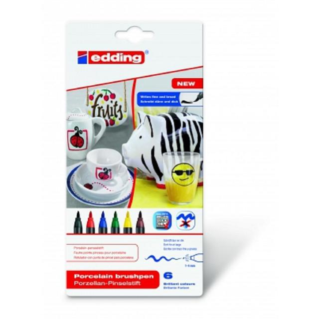 Edding Porcelain Brush Pens Assorted Colours   6 per pack