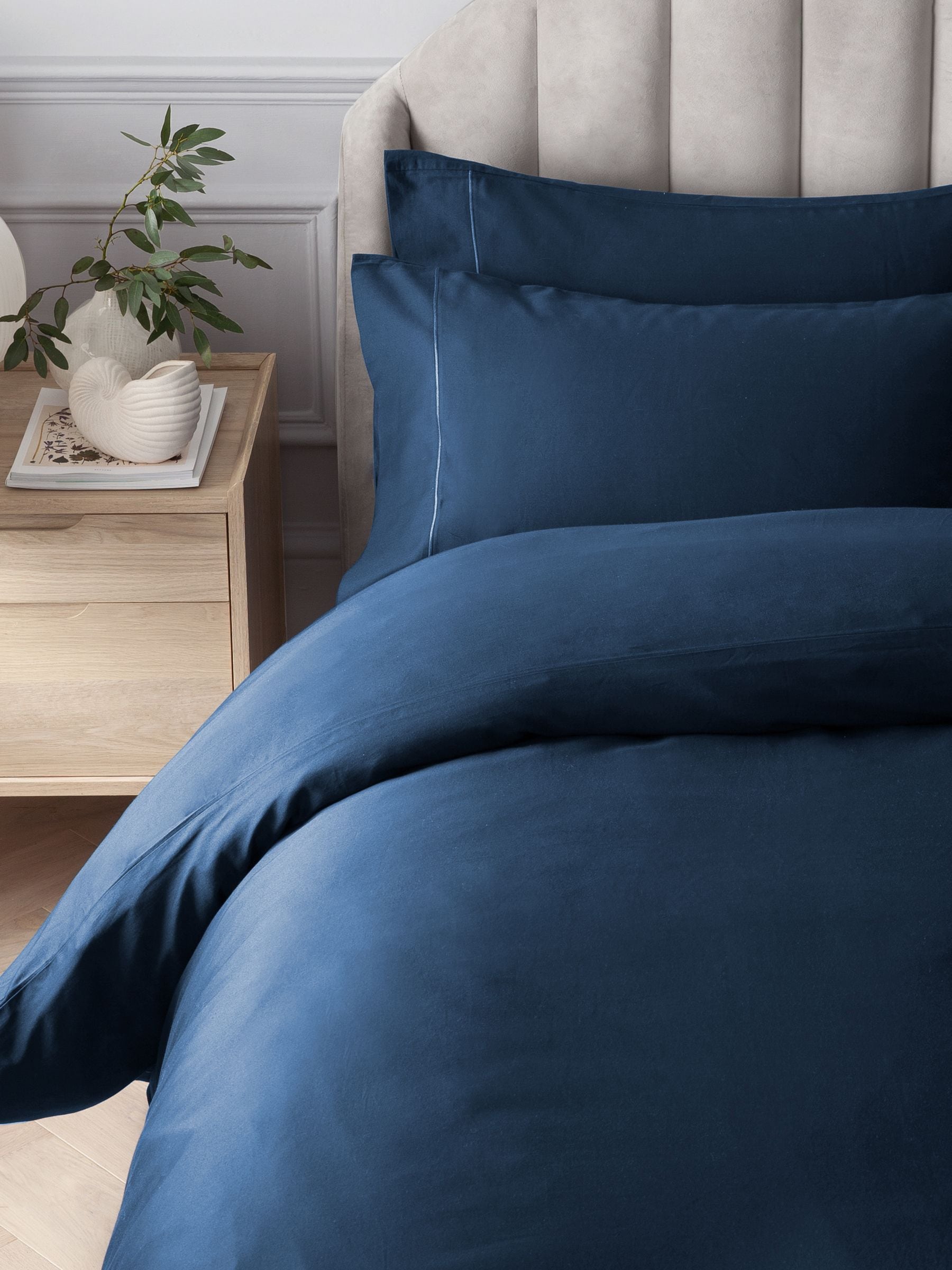 Navy Collection Luxe 300 Thread Count Cotton Sateen Satin Stitch Luxury Duvet Cover And Pillowcase Set