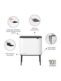 Brabantia White Bo Touch Bin 3 x 11L - British product