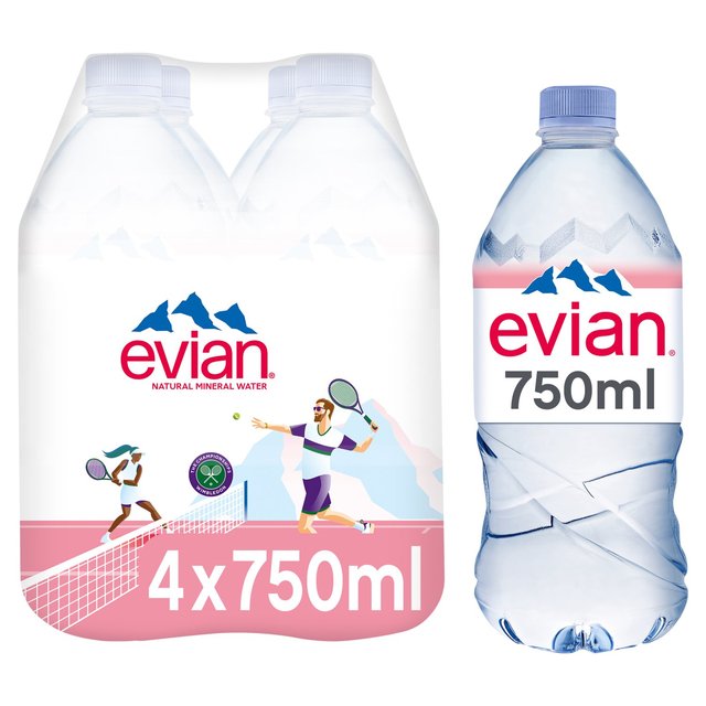 Evian Still Mineral Water Sports Cap   4 x 750ml GOODS M&S   