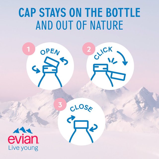 Evian Still Mineral Water Sports Cap   4 x 750ml GOODS M&S   