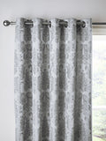 Catherine Lansfield Silver Damask Jacquard Lined Eyelet Curtains