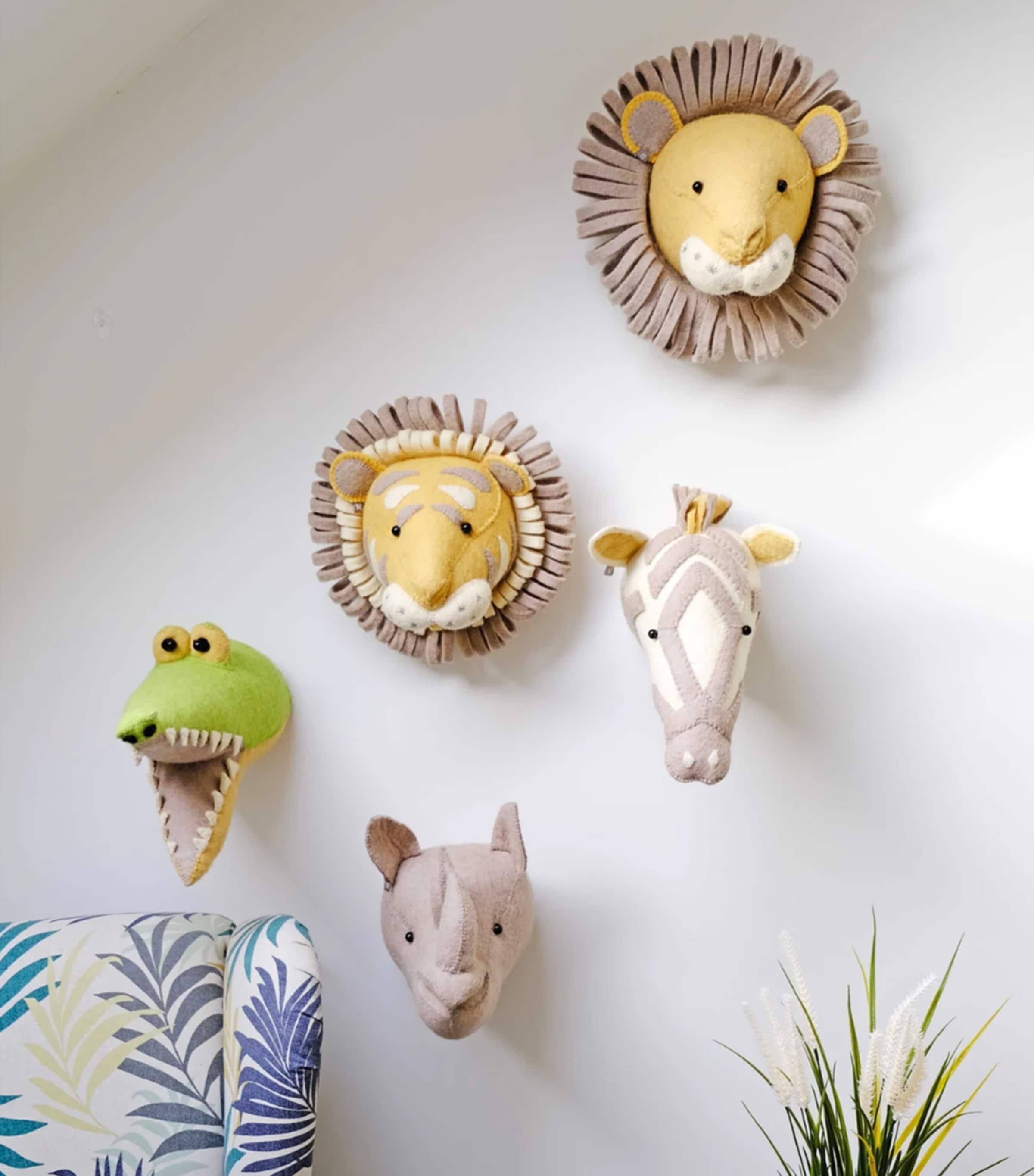 Fiona Walker mini organic wool tiger head decoration 25cm - British product