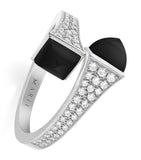 Marli New York Cleo ring in 18kt white gold with diamonds and black onyx, imported from the UK