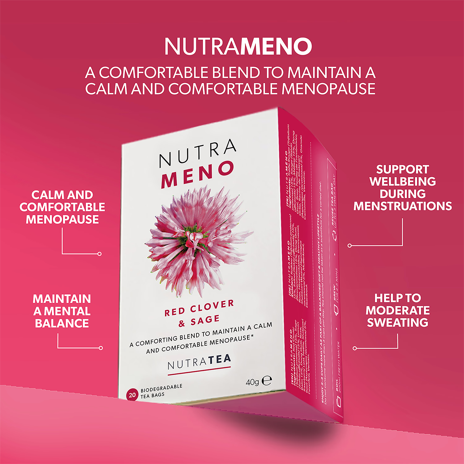 NutraMeno Herbal Tea 20 Tea Bags (British brand)