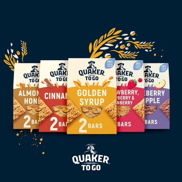 Quaker Porridge To Go Golden Syrup Breakfast Bars   2 per pack Crisps, Nuts & Snacking Fruit M&S   