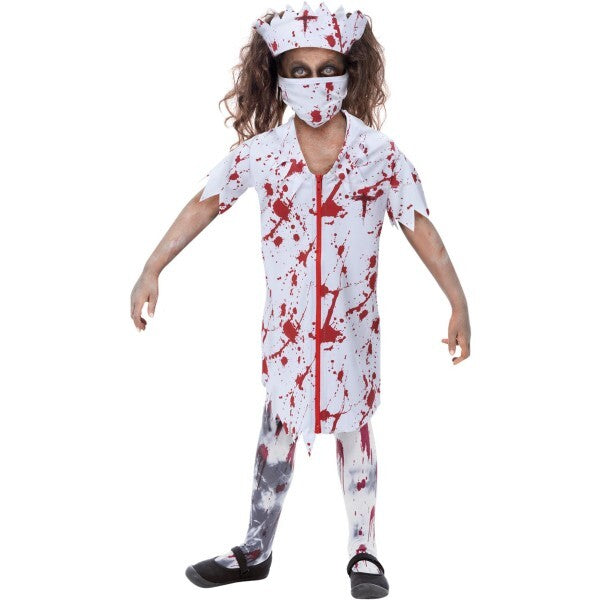 Smiffys zombie nurse costume with dress mask headband, UK version