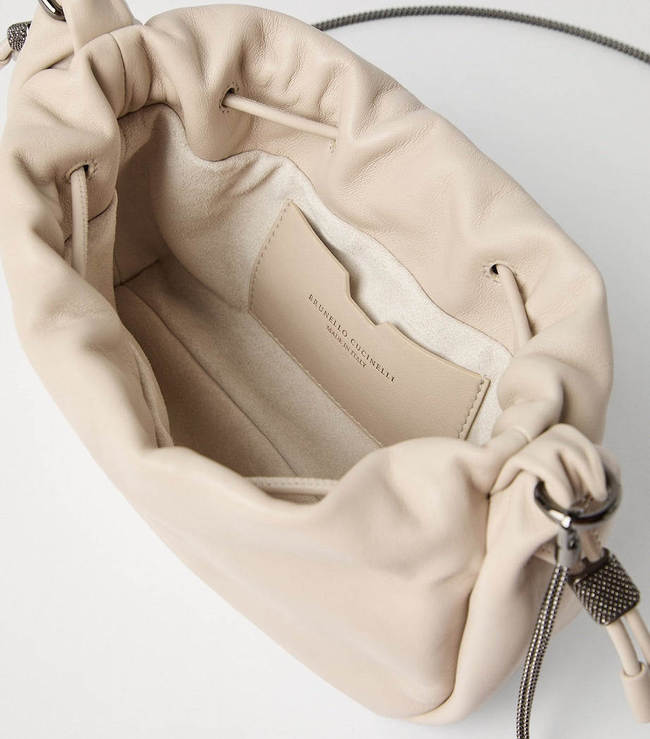 Brunello Cucinelli mini leather Mellow bucket bag (British brand)