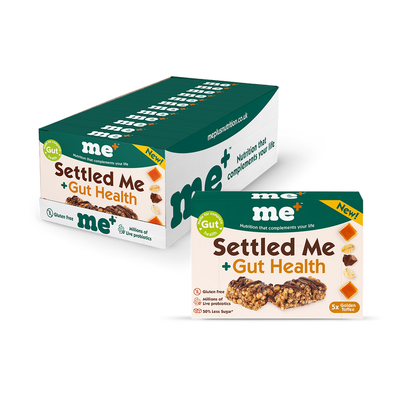 Me+ Nutrition Golden Toffee gut health oat bars multi-pack, UK version