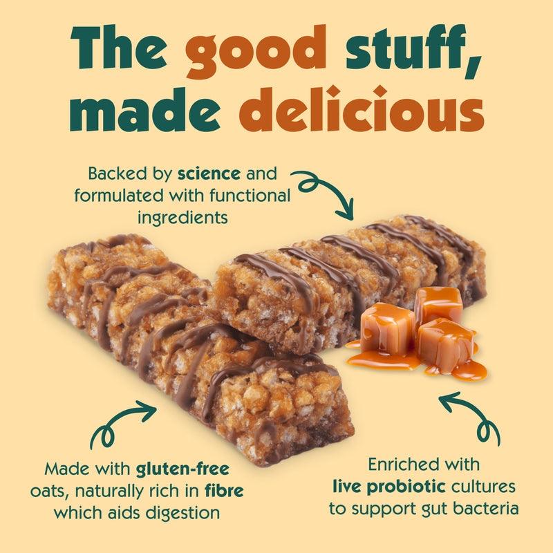 Me+ Nutrition Golden Toffee gut health oat bars multi-pack, UK version
