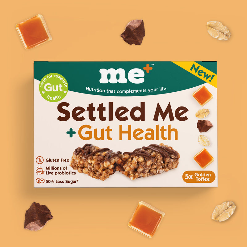 Me+ Nutrition Golden Toffee gut health oat bars multi-pack, UK version