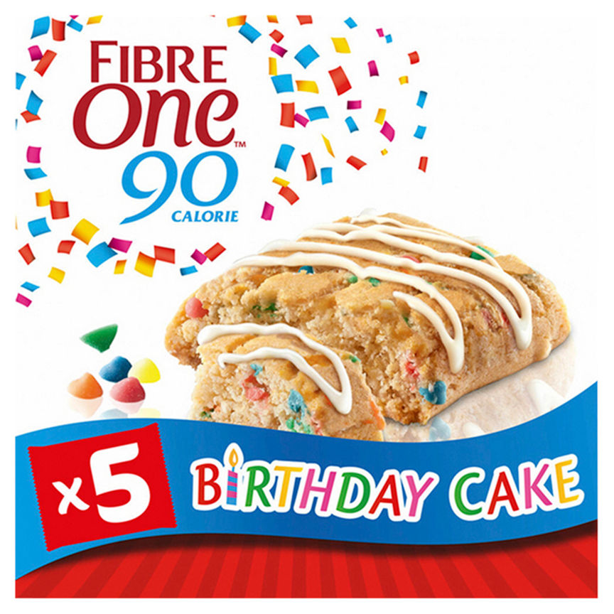 Fibre One 90 Calorie Birthday Cake Squares 5 Pack Biscuits, Crackers & Bread ASDA   