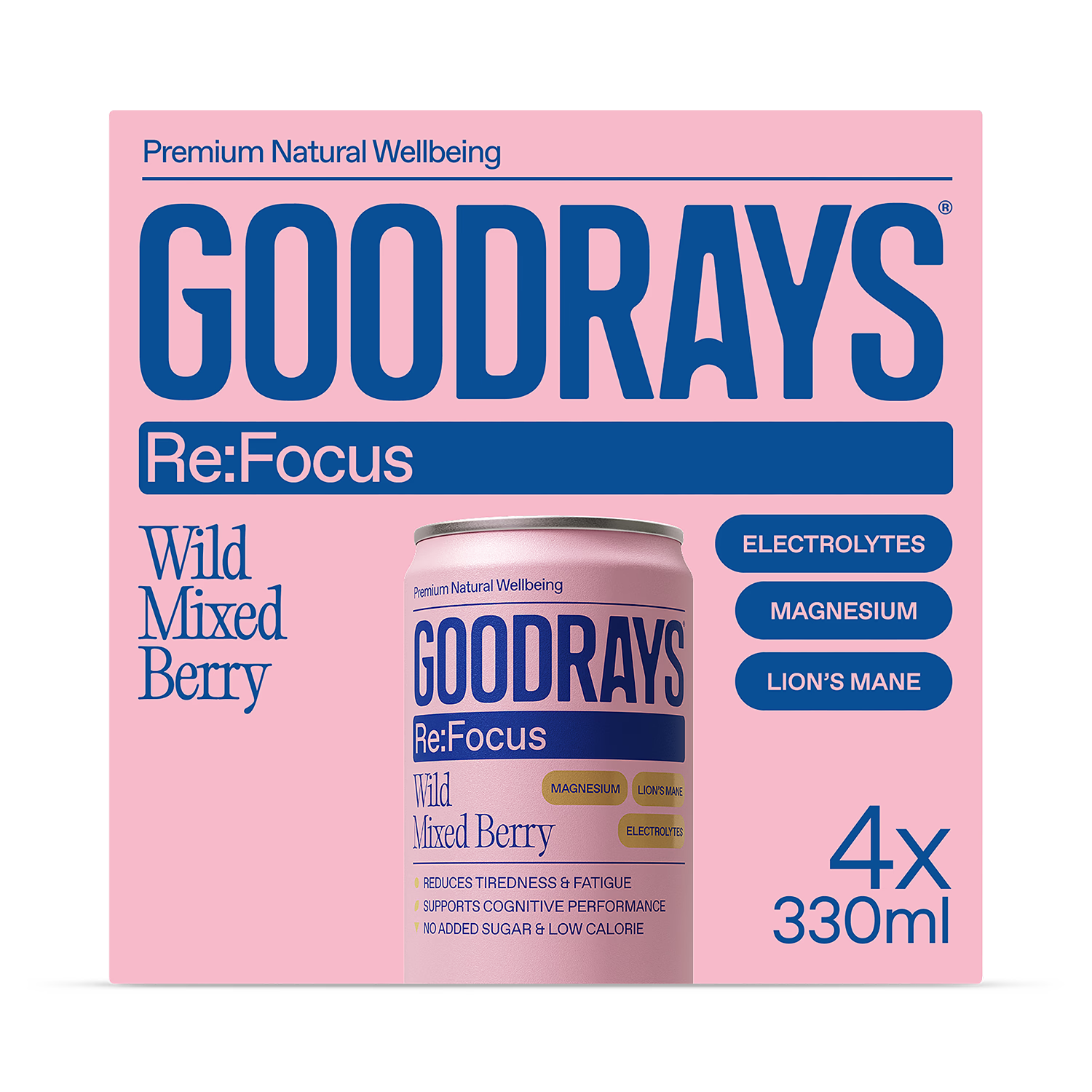 Goodrays Re:Focus mixed berry drink 4-pack, UK version