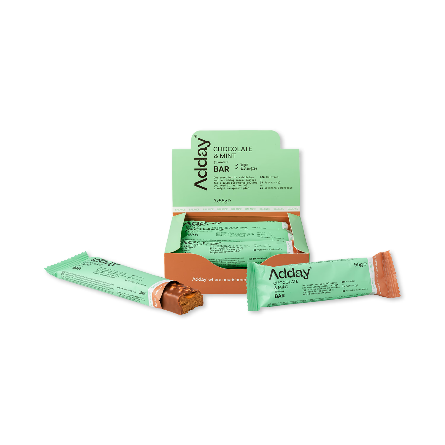 Adday chocolate mint diet bar 7 x 55g (British brand)