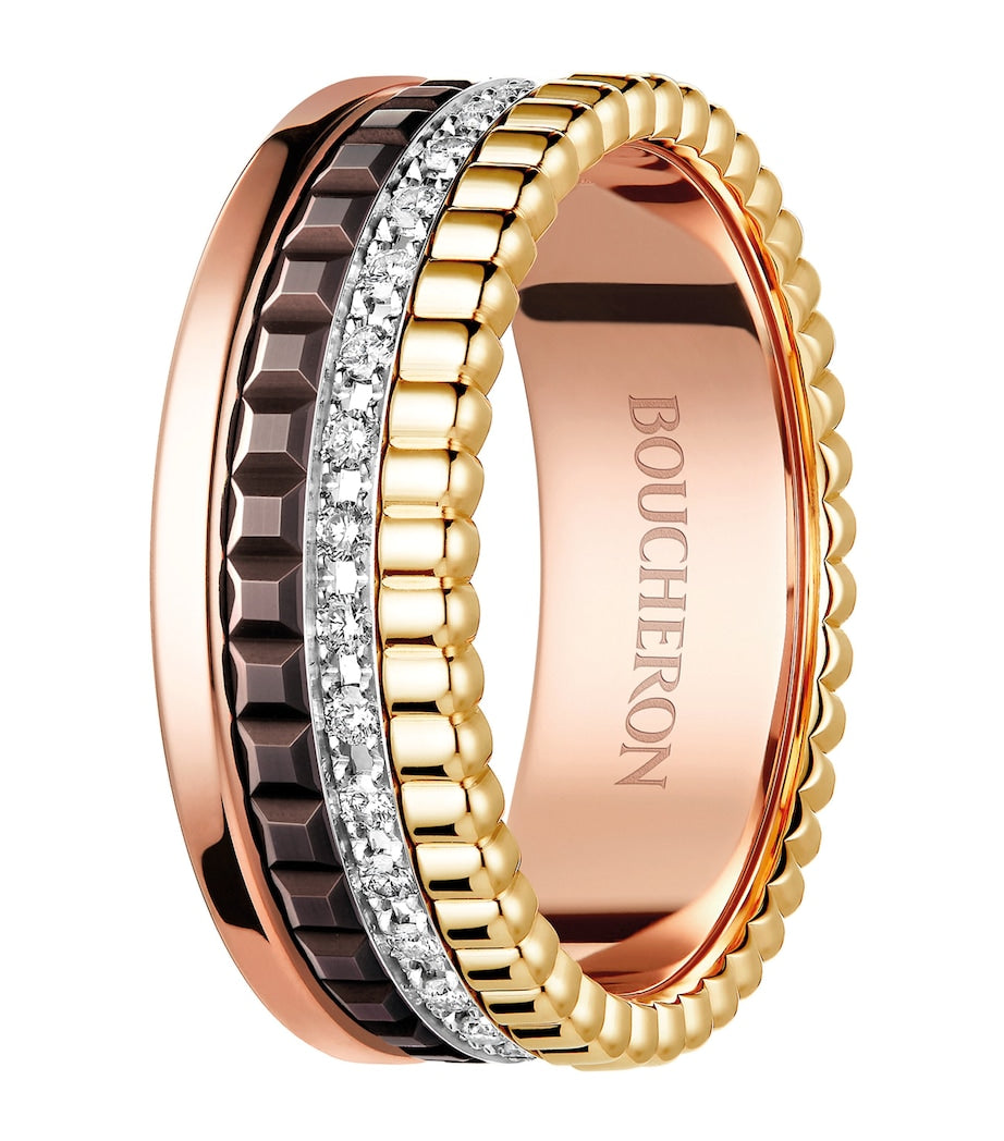 Boucheron Quatre Classique ring 18k gold with diamonds, imported from the UK