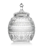 Waterford Crystal Mastercraft cookie jar with intricate pattern, 33.5cm height (British brand)