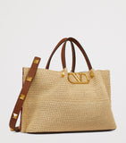 Valentino Garavani straw tote bag VLogo Signature medium, UK version