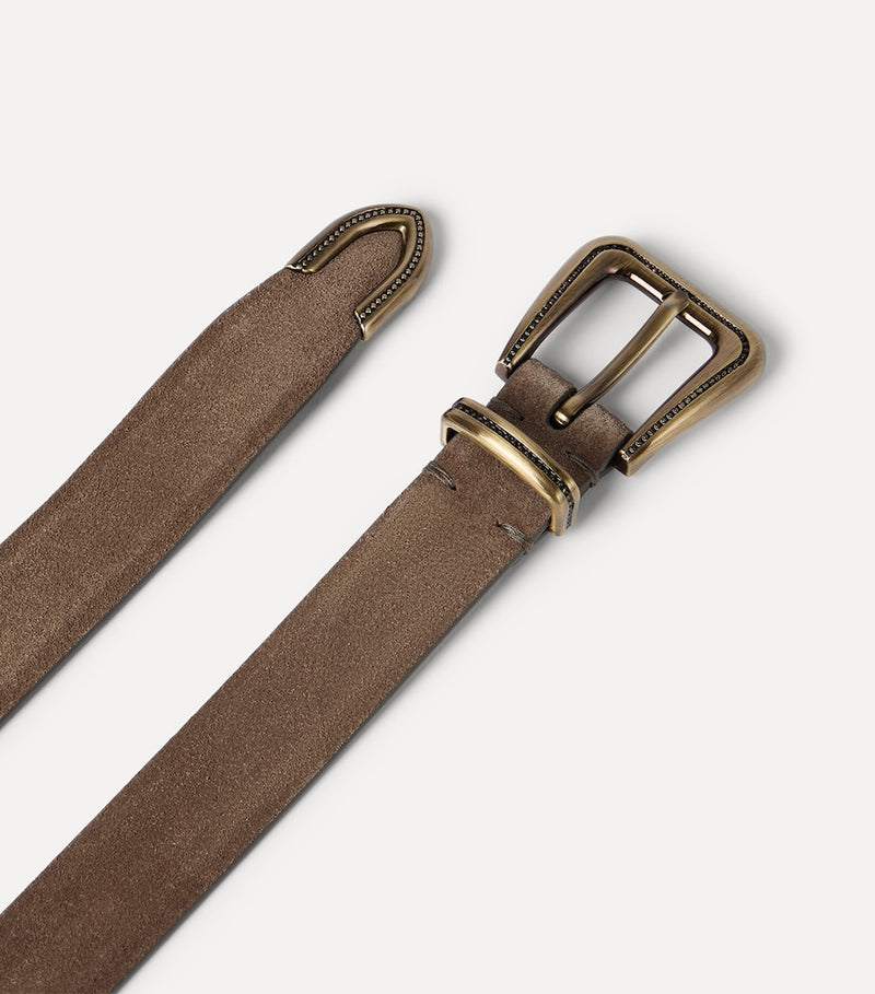 Brunello Cucinelli suede monili belt, UK version