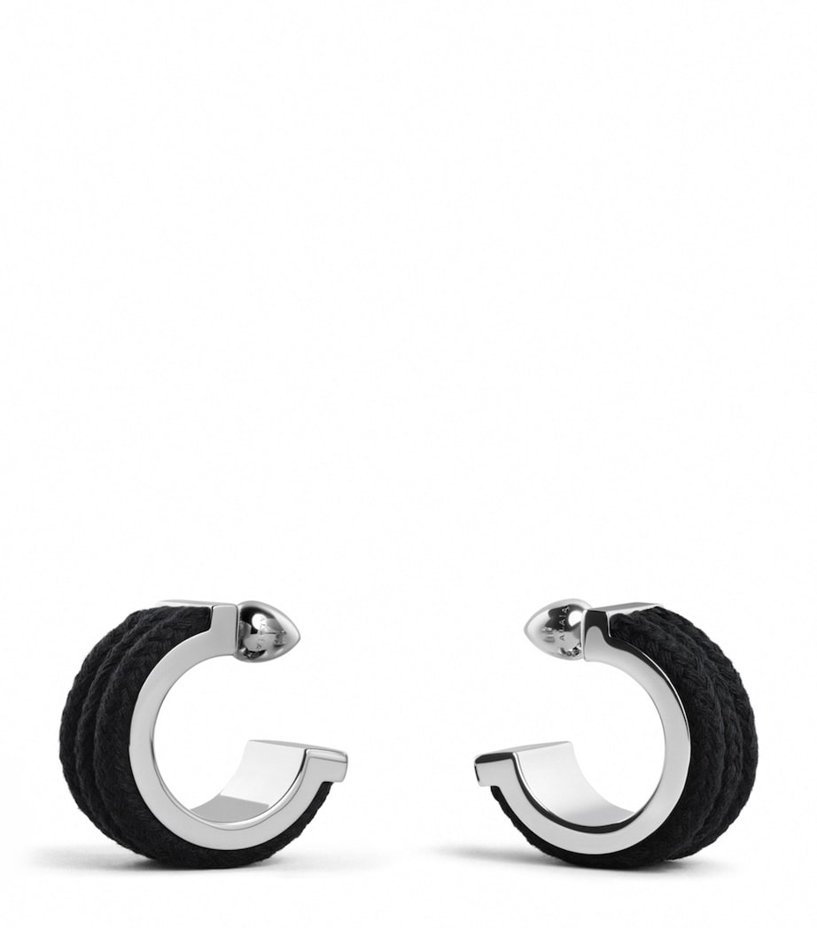 Alaïa hoop earrings with hand-wrapped cords, UK version