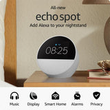 Amazon Echo Spot 2024 white smart alarm clock - British product