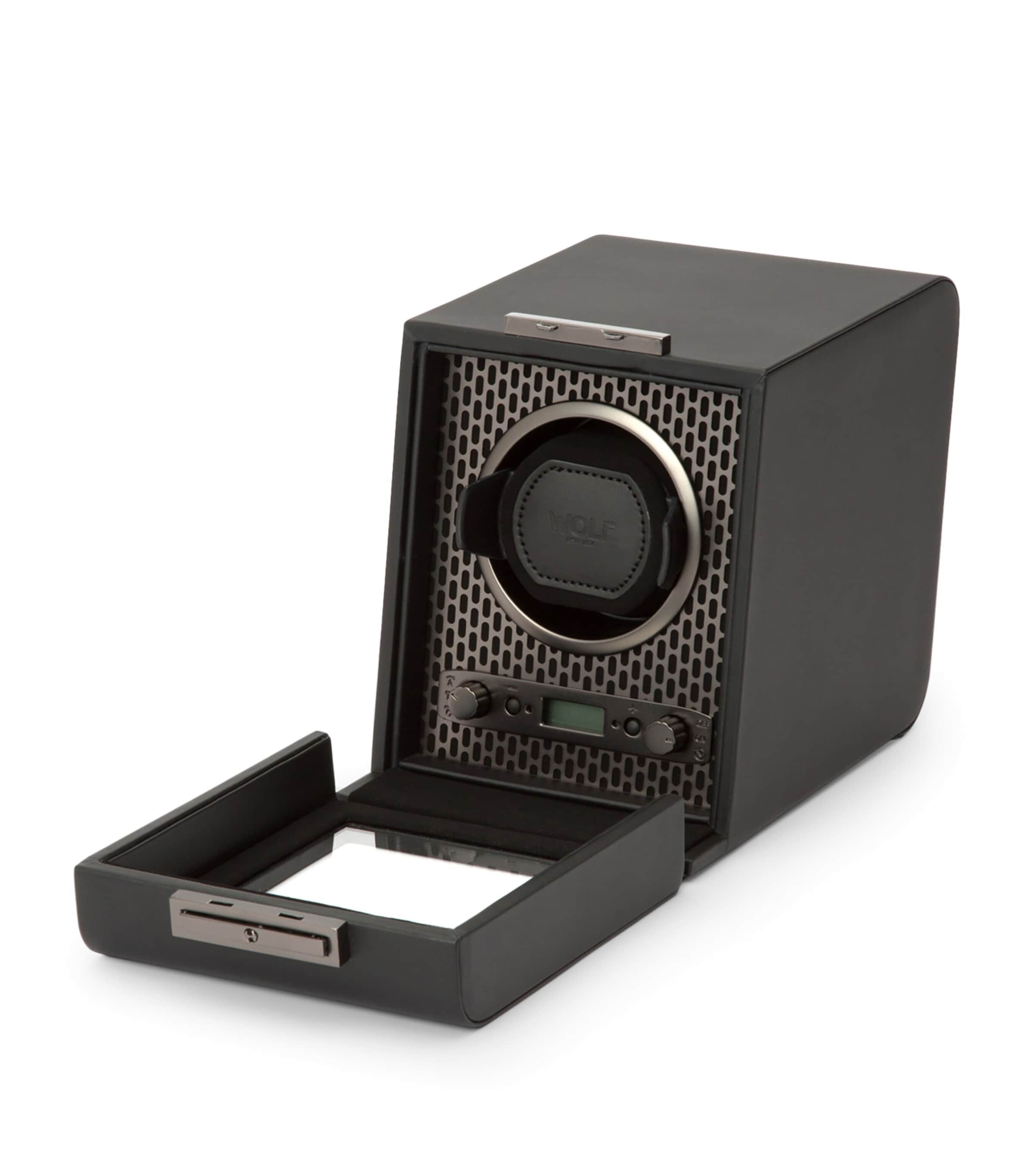 WOLF Axis single watch winder in vegan leather, UK version