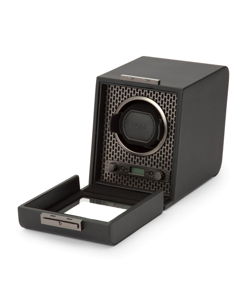 WOLF Axis single watch winder in vegan leather, UK version