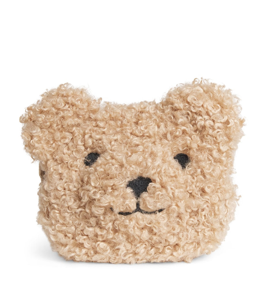 Harrods teddy coin purse with recycled polyester fur, UK version