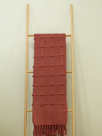 Next Furn Red Motti Textured Woven Throw 140cm x 200cm- Buy online at McGrocer