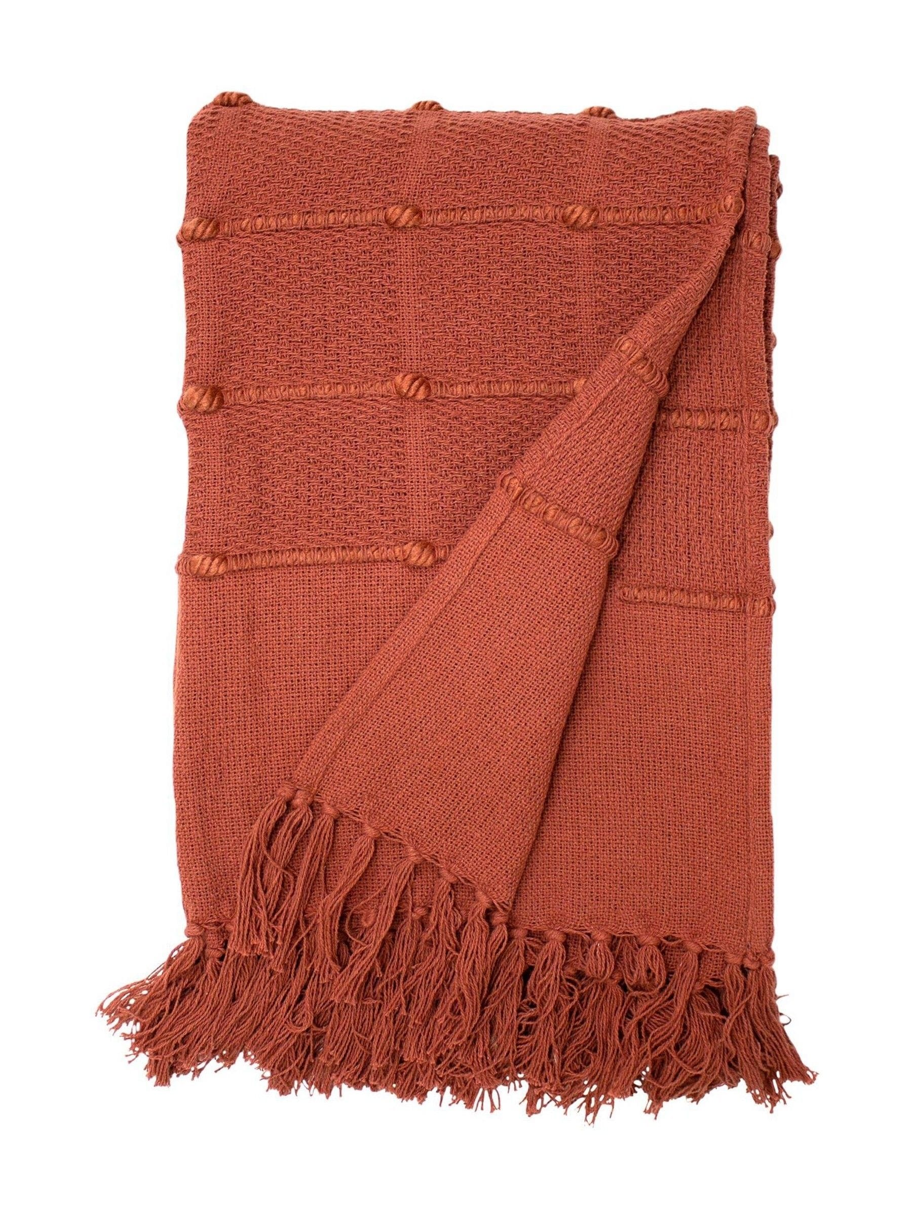 Furn red motti textured woven throw 140x200cm (British brand)