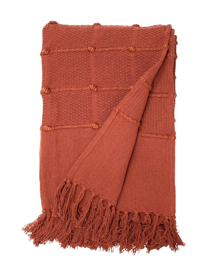 Furn red motti textured woven throw 140x200cm (British brand)