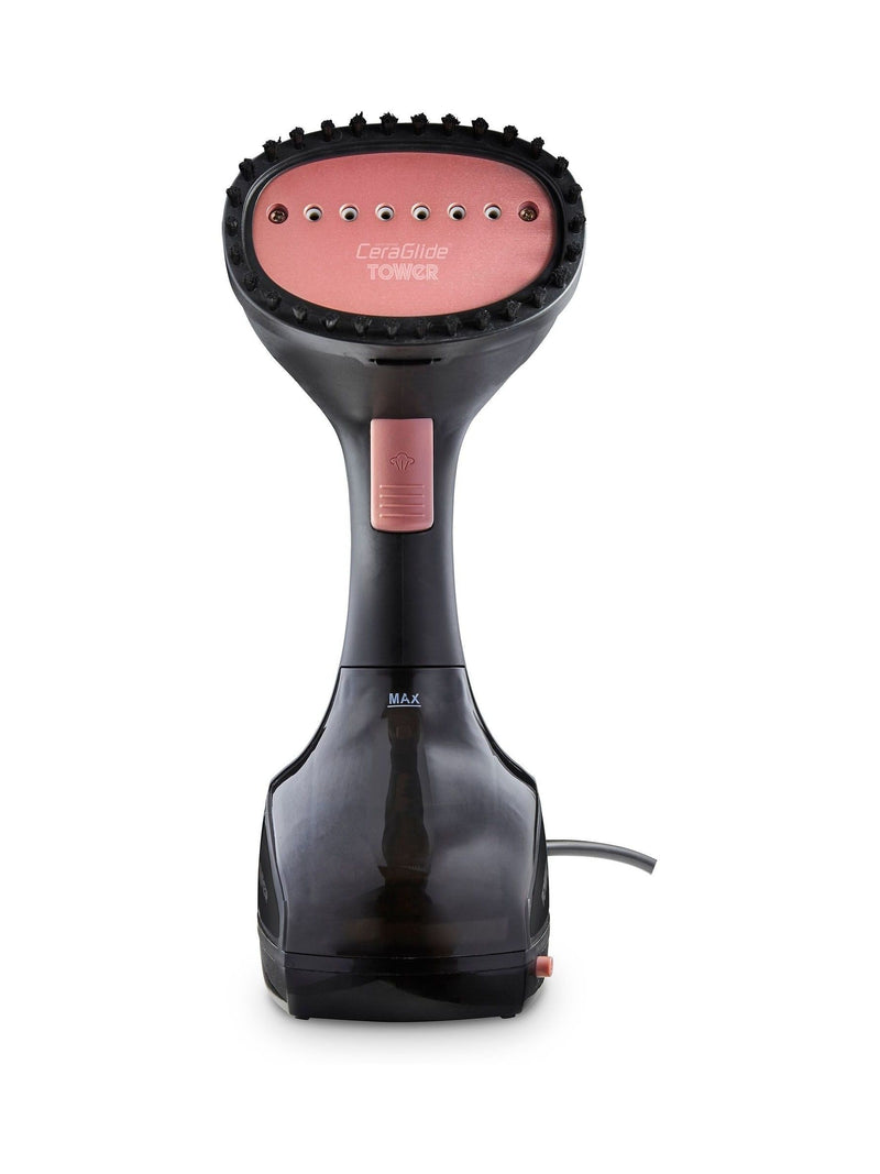 Tower black garment steamer with ceramic soleplate, UK version