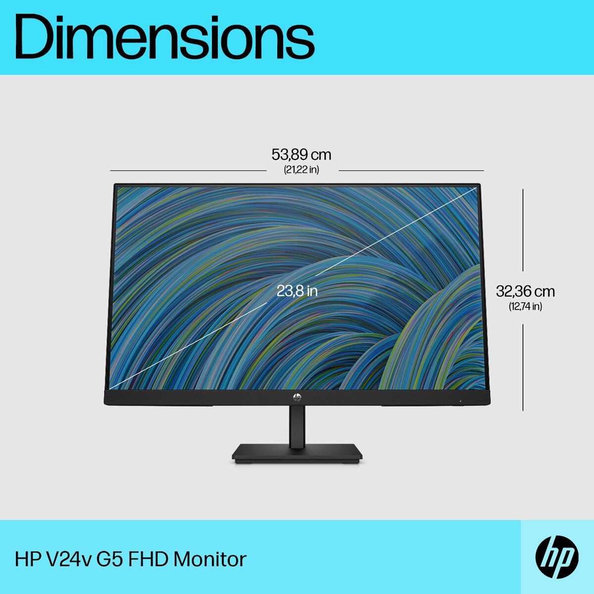 HP V24v G5 23.8 Inch Full HD 75Hz Monitor, 6D8H0AA#ABU GOODS Costco UK