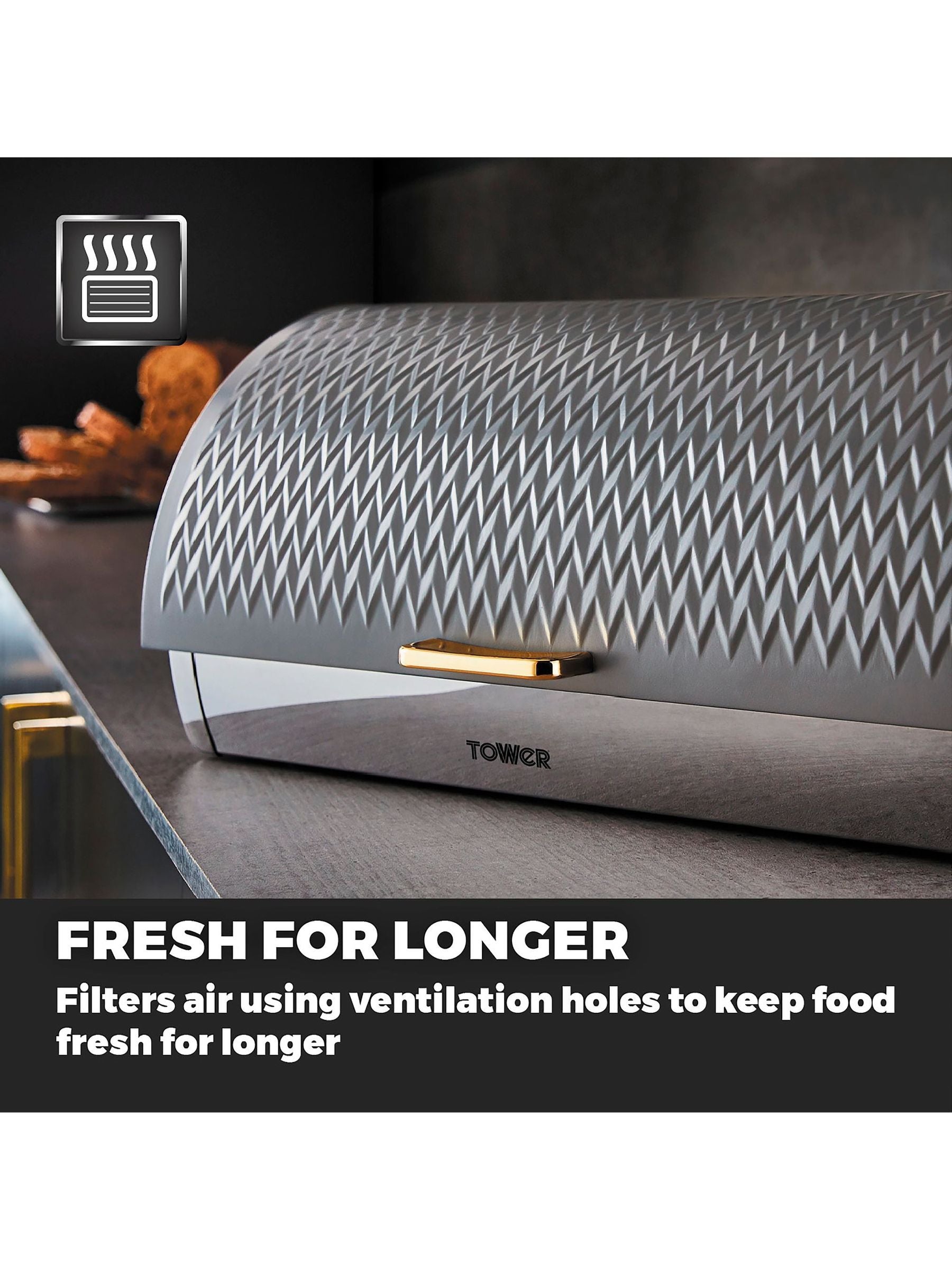 Tower Grey Empire Roll Top Bread Bin