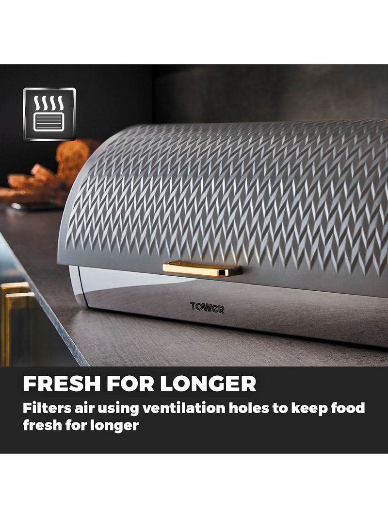 Tower Grey Empire Roll Top Bread Bin
