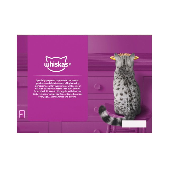 Whiskas 7+ Adult Wet Cat Food Pouches Poultry Feasts in Jelly   12 x 85g GOODS M&S   