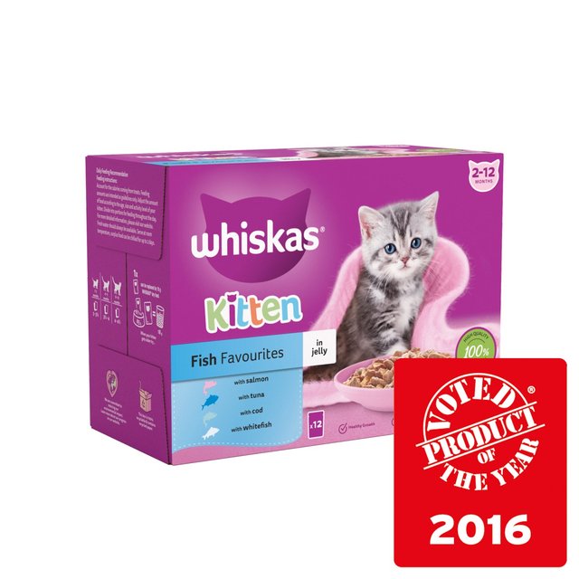 Whiskas 2-12mnths Kitten Wet Cat Pouches Fish Favourites in Jelly   12 x 85g GOODS M&S   