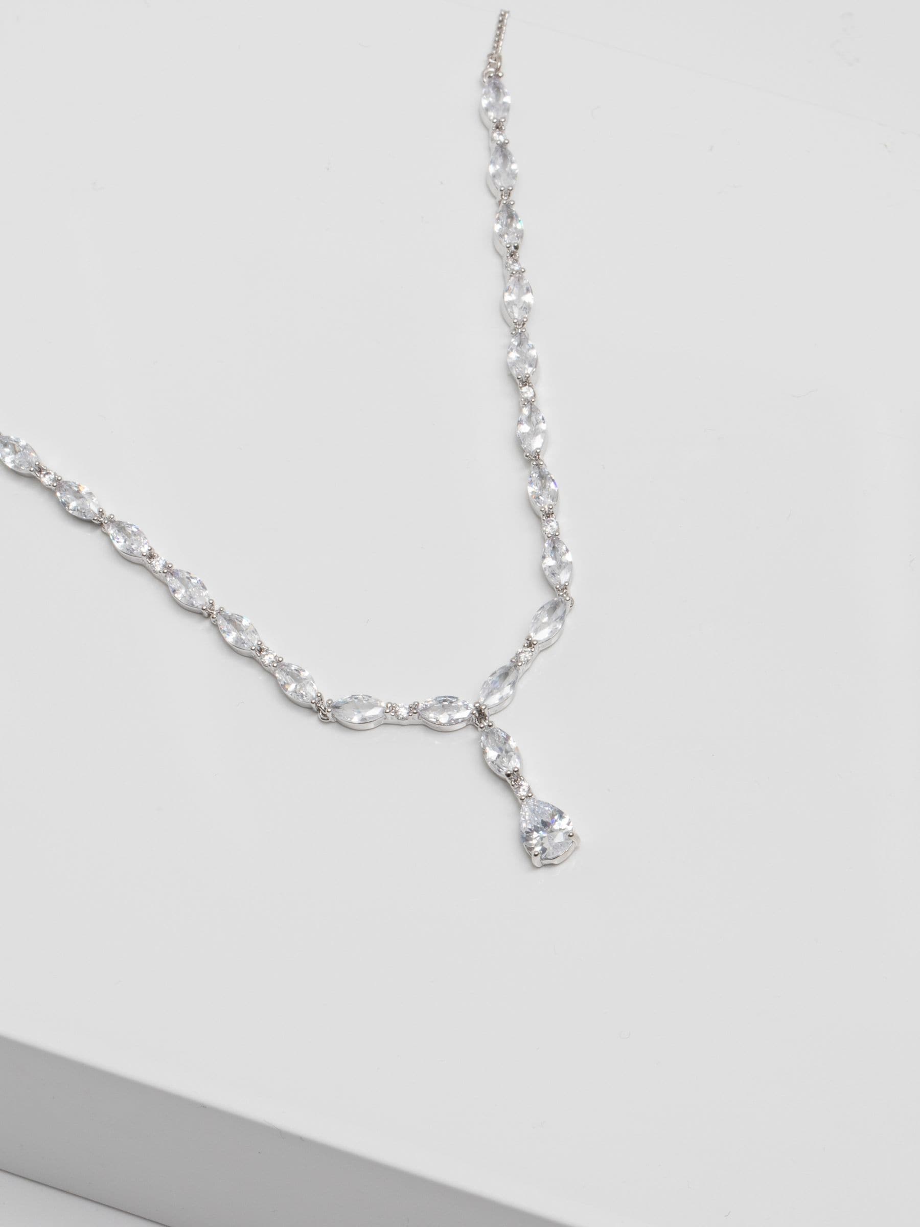 Jon Richard silver plated cubic zirconia necklace 16 inch - British product