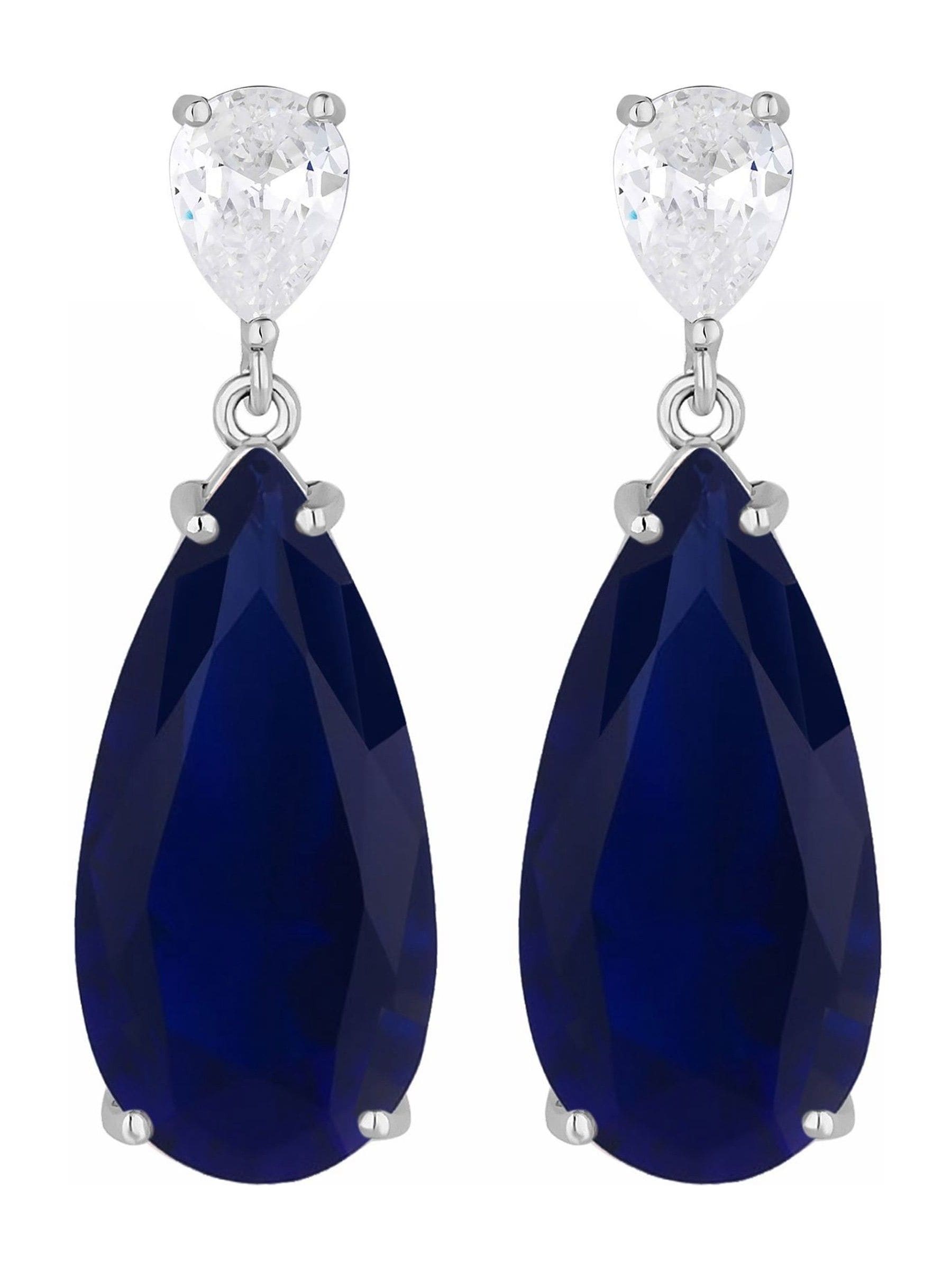 Jon Richard blue peardrop cubic zirconia earrings (British brand)
