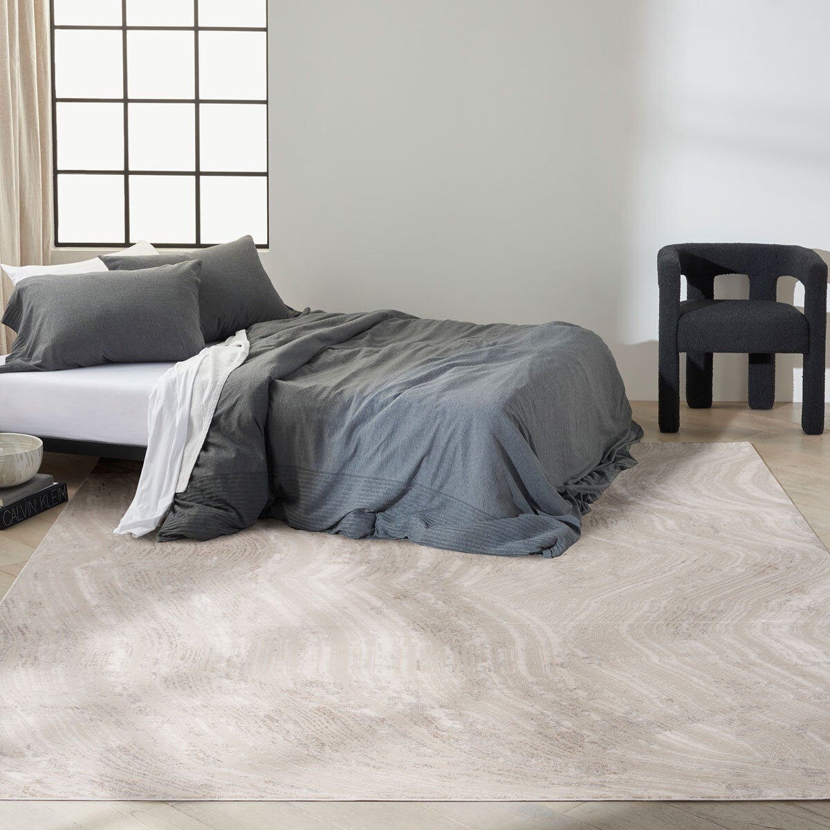 Calvin Klein CK024 Irradiant Grey Rug, 221 x 160 cm