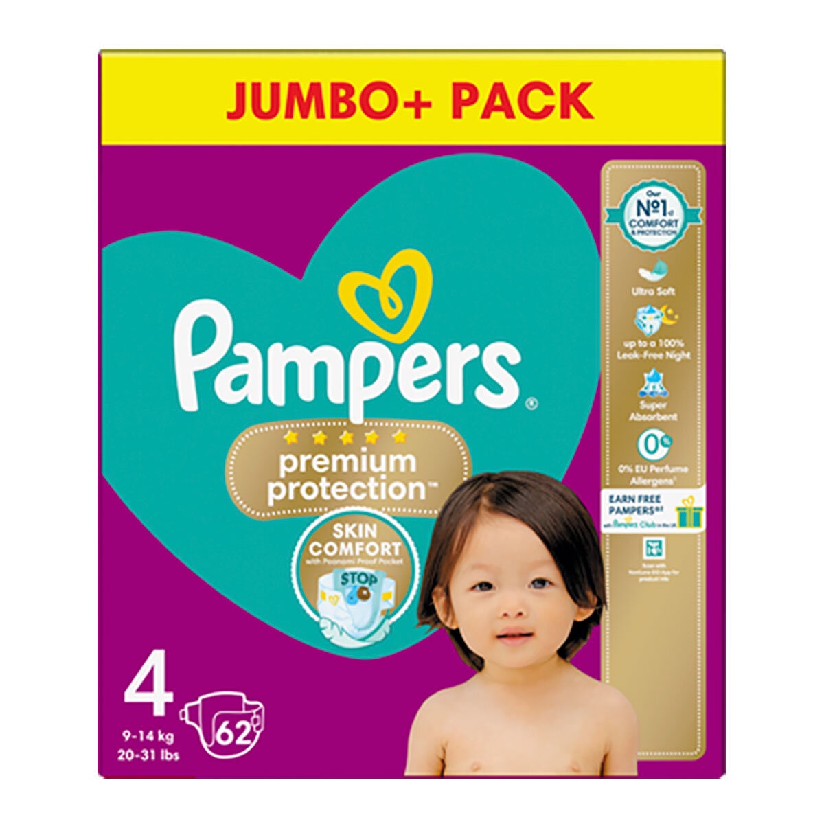 Pampers Premium Protection, Size 4, 62 Pack GOODS Costco UK