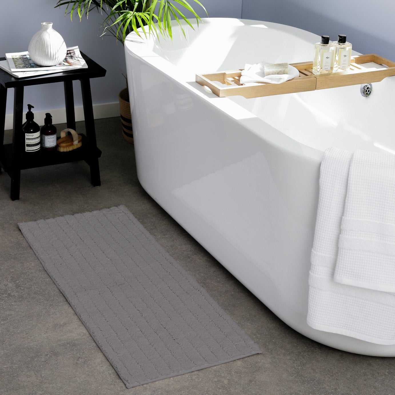 Habitat dark grey cut pile bath runner 40x100cm, UK version