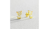 Revere gold plated cat stud earrings with enamel detail (British brand)
