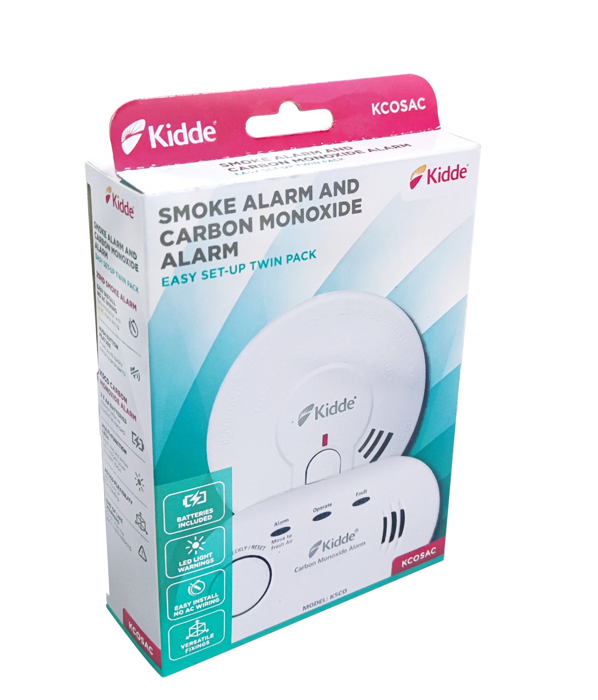 Kidde 10 Year Smoke and Carbon Monoxide Alarm dual-pack, UK version