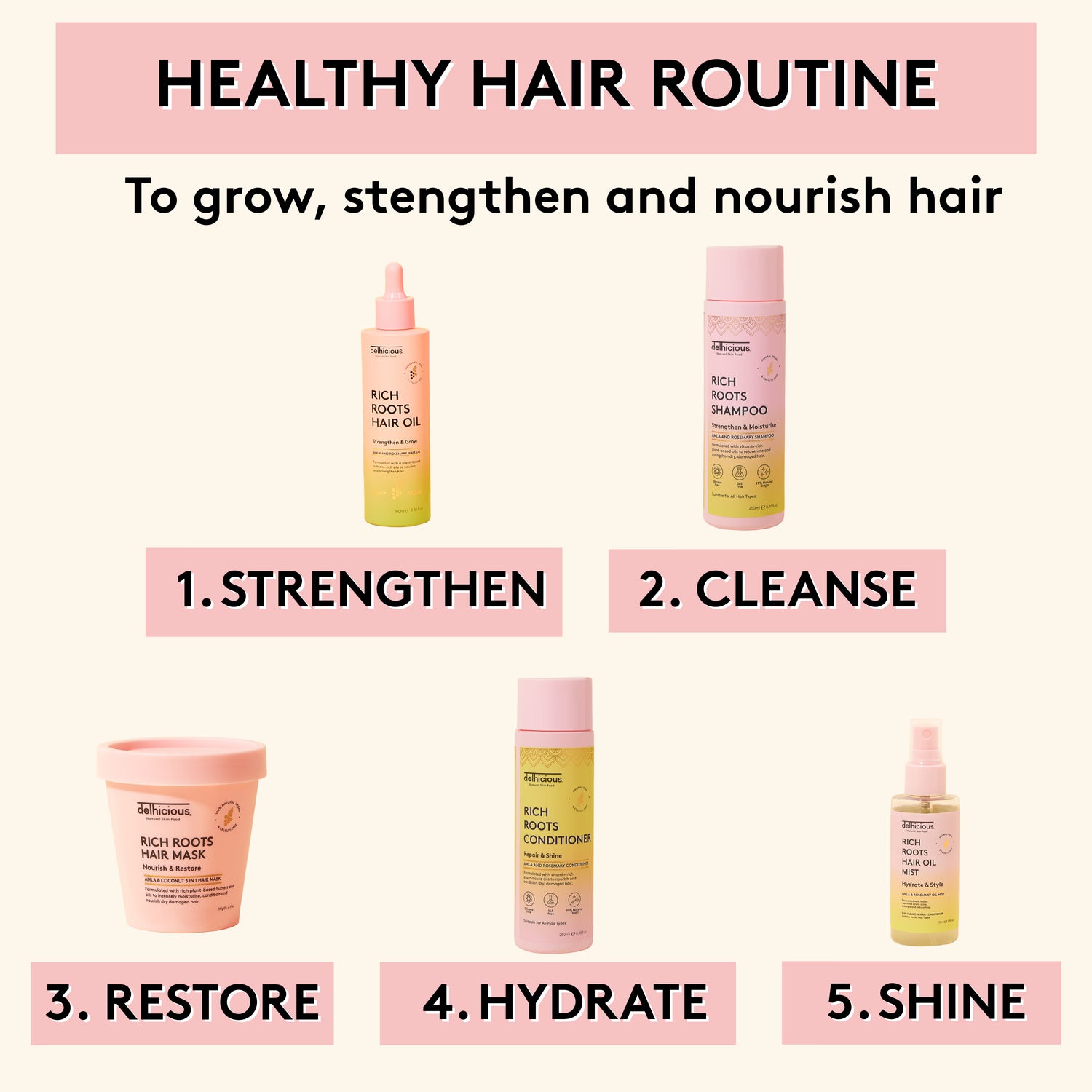 Delhicious Rich Roots hair and scalp growth oil 100ml (British brand)