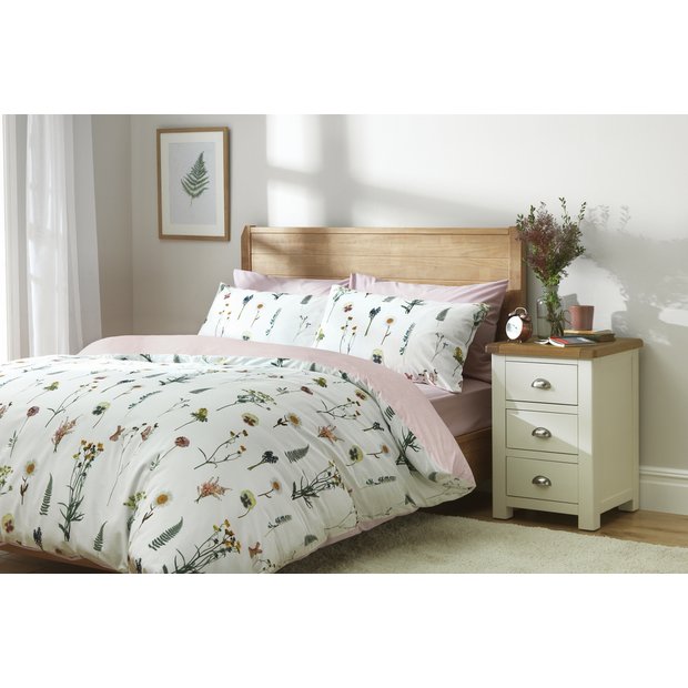 Argos Home cotton dried flowers white bedding set king - British product